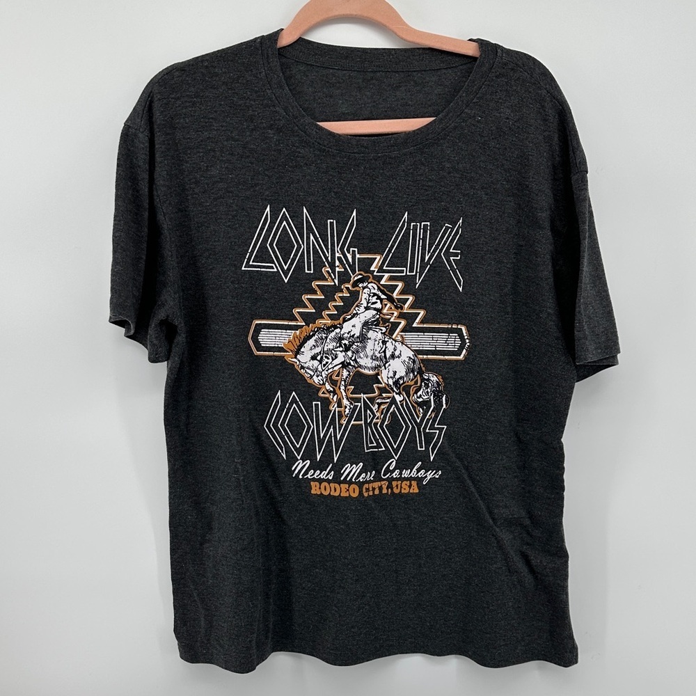 Western Cowboys Country Causal Music Retro Graphic Women's Tee Black SzXL